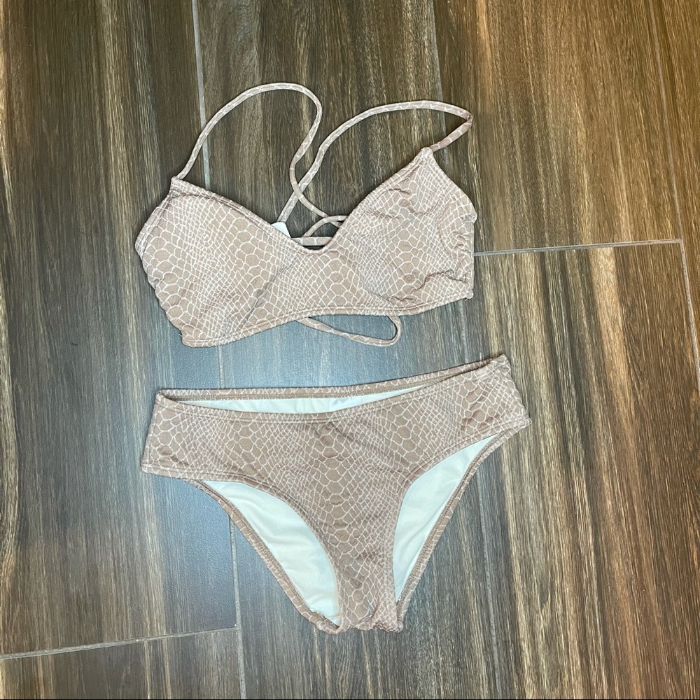 Bikini set snake print tan/nude